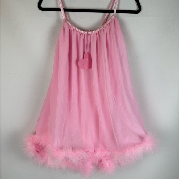 Sugar Thrillz Pink Feather Trim Chemise - Picture 8 of 14